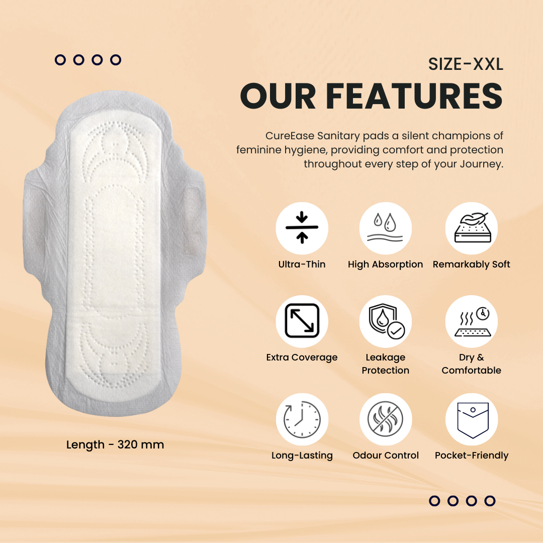 Ultra-thin Premium Tri-Fold Sanitary Pad with Wooden Pulp Core (XXL)