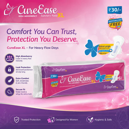 Premium Straight.Sanitary Napkin XL (Pack of 7) with free disposable bag