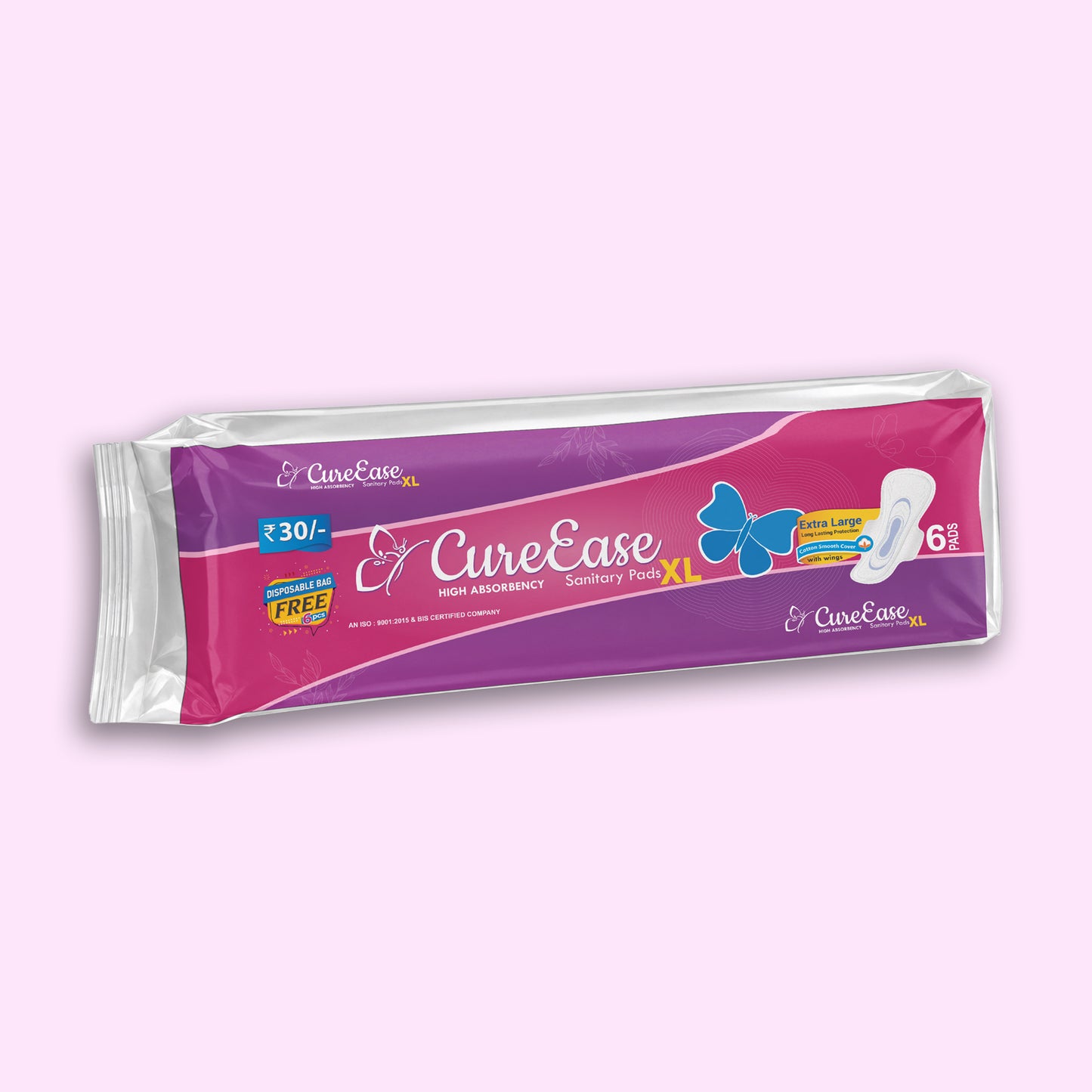 Premium Straight.Sanitary Napkin XL (Pack of 7) with free disposable bag