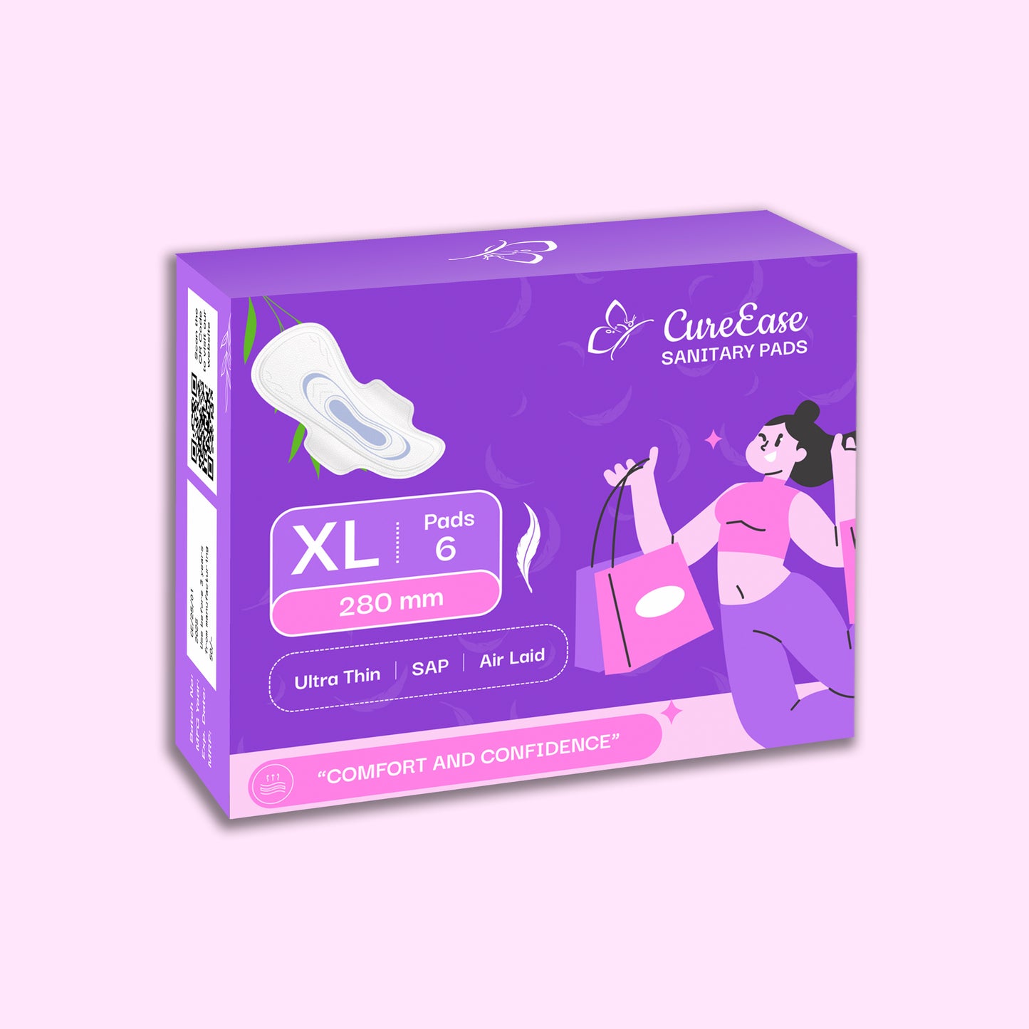 Ultra-thin Premium Tri-Fold Sanitary Pad with Wooden Pulp Core (XL)